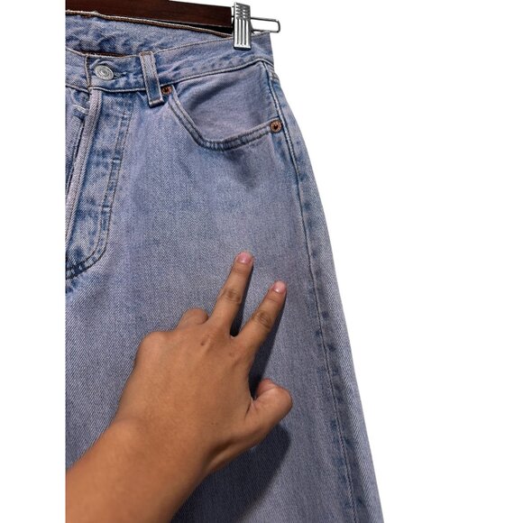 Vintage Levis 501 Jeans Womens 27 Blue Button Fly High Rise Straight Classic Fit - Picture 14 of 16